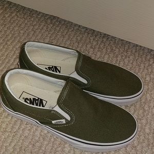Brand new olive slip on vans
